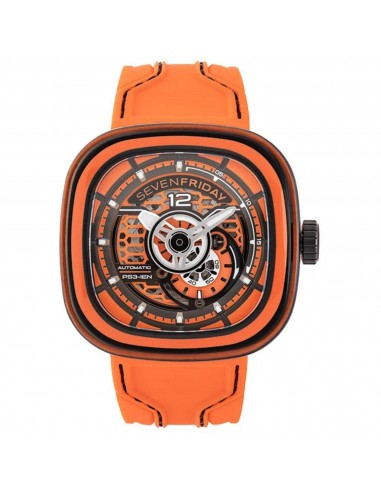 SevenFriday Men's Watch - PS Series CCO Semi-Skeleton Dial Orange Strap | PS3-03 pas chere