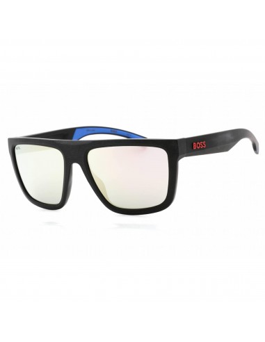 Hugo Boss Men's Sunglasses - Matte Black Blue Rectangular Frame | BOSS 1451/S 00VK DC Economisez 