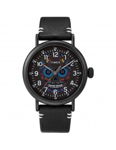 Timex Unisex Watch - Standard Dia De Los Muertos Black Leather Strap | TW2U95200VQ solde