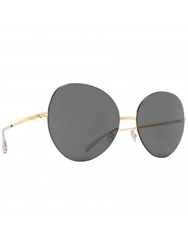 Mykita Women's Sunglasses - Dark Grey Lens Gold/Black Metal Cat Eye Frame | AIMI 56 Fin de série