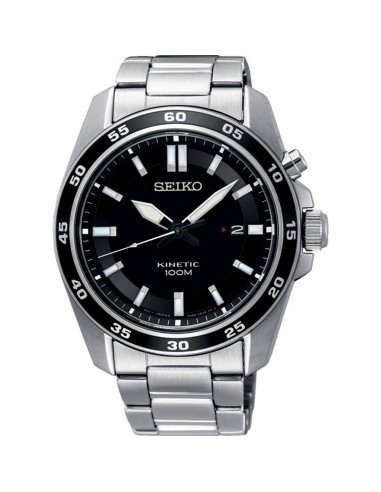 Seiko Men's Watch - Kinetic Black Dial Silver Stainless Steel Bracelet Date | SKA785 de l' environnement