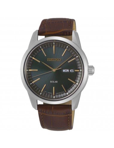 Seiko Men's Watch - Conceptual Dark Green Dial Brown Genuine Leather Strap | SNE529 2024