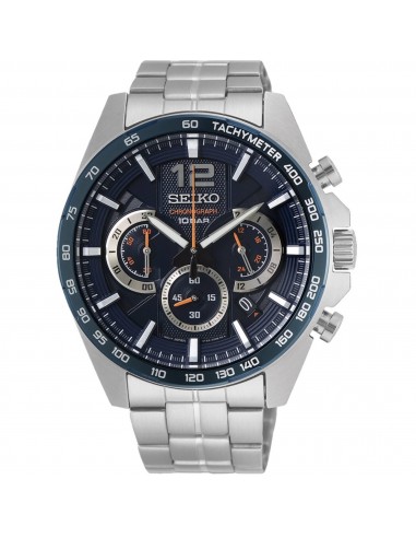 Seiko Men's Chronograph Watch - Essentials Blue Dial Silver Tone Bracelet | SSB345 de technologie