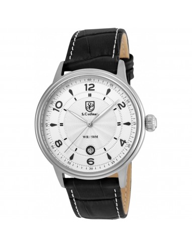 S. Coifman Men's Watch - Heritage Quartz White Dial Black Leather Strap Date | SC0374 Découvrez la collection