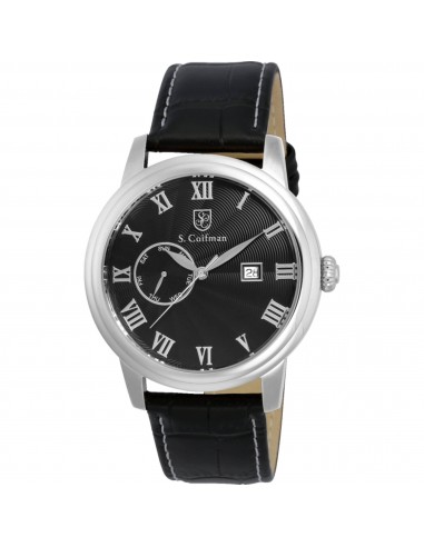 S. Coifman Men's Watch - Heritage Quartz Black Dial Leather Strap Day-Date | SC0387 Véritable concentré