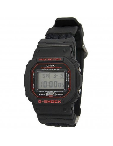 Casio Men's Watch - G-Shock Alarm Black Resin and Nylon Strap Digital | DW-5600EB-1 meilleur choix