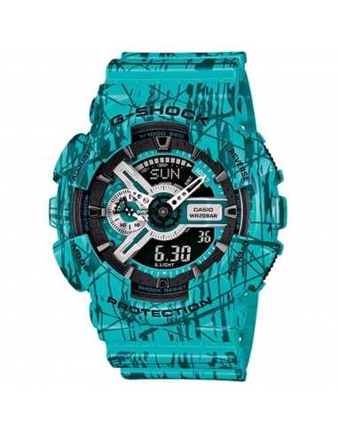 Casio Men's Watch - G-Shock Ana-Digi Dial Turquoise Resin Strap | GA-110SL-3ACR de technologie