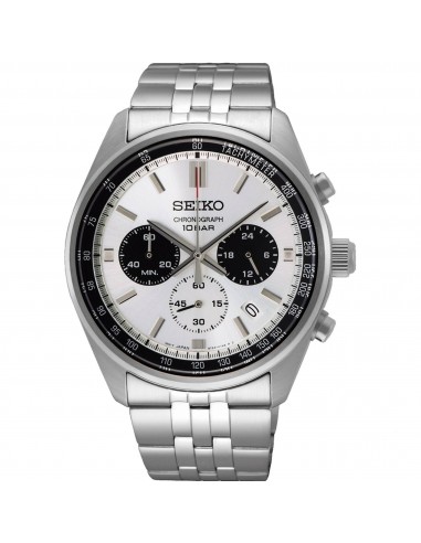 Seiko Men's Chronograph Watch - Dress White Dial Silver Tone Bracelet | SSB425P1 pas chere