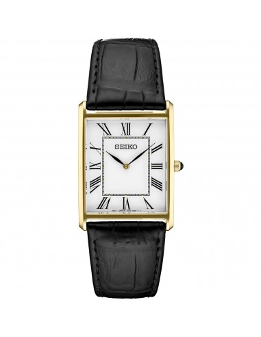 Seiko Men's Watch - Essentials Yellow Gold Case Black Leather Strap | SWR052P1 Comparez et commandez 