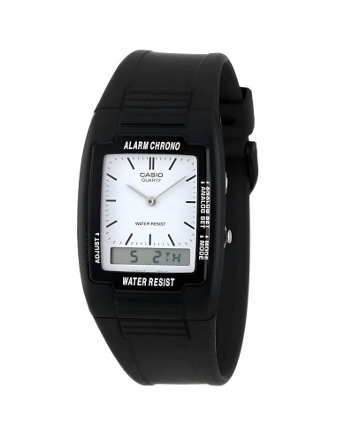 Casio Men's Watch - Dual Time White Analog-Digital Dial Black Resin Strap | AQ-47-7E les ligaments