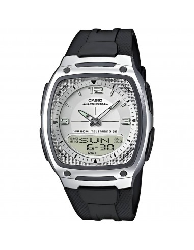 Casio Men's Ana-Digi Watch - World Time Grey and Silver Dial Resin Strap | AW-81-7 suggérées chez