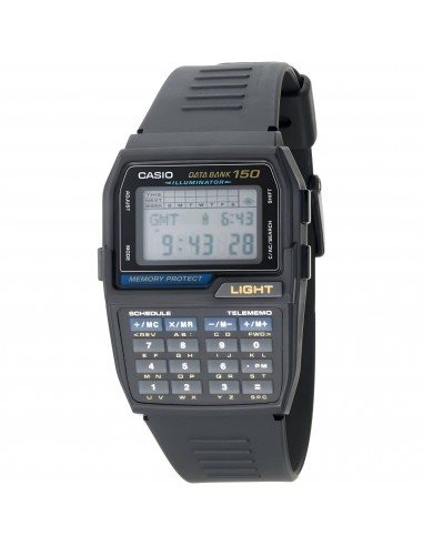 Casio Men's Digital Watch - Databank World time Grey Dial Resin Strap | DBC-150-1Q les ctes