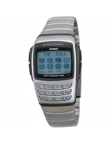 Casio Unisex Watch - Databank Blue and Grey Digital Dial Silver Steel | EDB-610D-8 Découvrez la collection