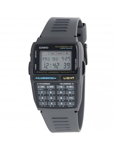 Casio Men's Digital Watch - DataBank Calculator Grey Dial Grey Resin Strap | DBC-30-1 en ligne des produits 