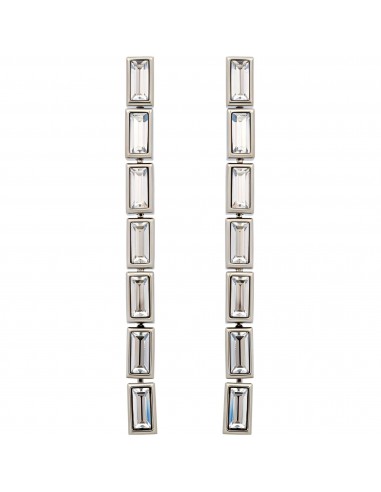 Swarovski Women's Drop Earrings - Fluid Palladium Plated Grey Crystals Long | 5455643 ouvre sa boutique