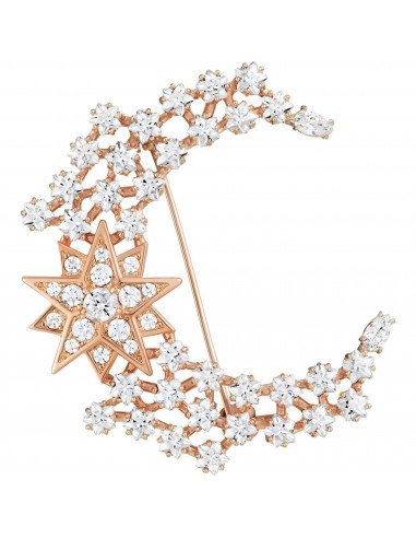 Swarovski Women's Brooch - MoonSun Rose Gold Tone Plated with Star Motif | 5489775 pas cher