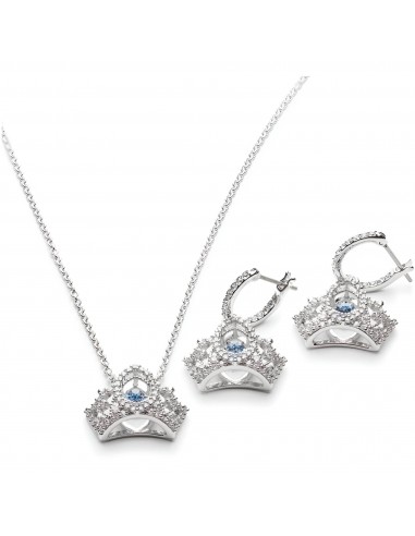 Swarovski Women's Jewelry Set - Bee A Queen Rhodium Plated Blue Crystal | 5510988 meilleur choix