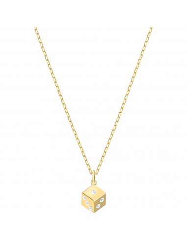 Swarovski Women's Necklace - Tarot Magic Yellow Gold Dice Shape Pendant | 5523560 la livraison gratuite