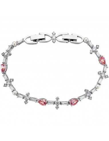 Swarovski Women's Bracelet - Perfection Pink, White Crystal Rhodium Plated | 5524544 Paris Déstockage Promo