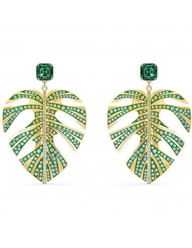 Swarovski Women's Earrings - Tropical Leaf Green Yellow Gold Plated | 5525242 votre