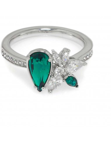 Swarovski Women's Ring - Botanical Emerald Crystal Rhodium Plated, Size 7 | 5535820 Economisez 