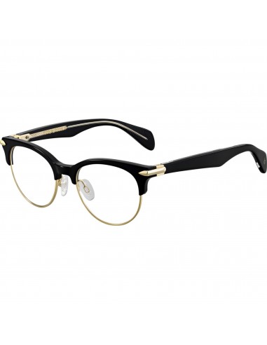 Rag and Bone Women's Eyeglasses - Black Gold Plastic Full Rim Round | RNB3009 02M2 de votre