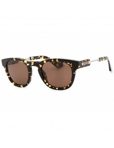 Police Men's Sunglasses - Shiny Brown/Yellow Havana Acetate Round Frame | SPLF70M 0781 Livraison rapide