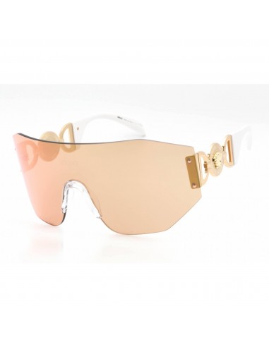 Versace Women's Sunglasses - Gold/White Metal Rimless Shield Frame | 0VE2258 10027J livraison et retour toujours gratuits