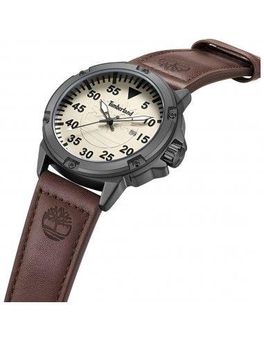 Timberland Men's Watch - Quartz Cream Dial Brown Genuine Leather Strap | TDWGB9002802 Pour