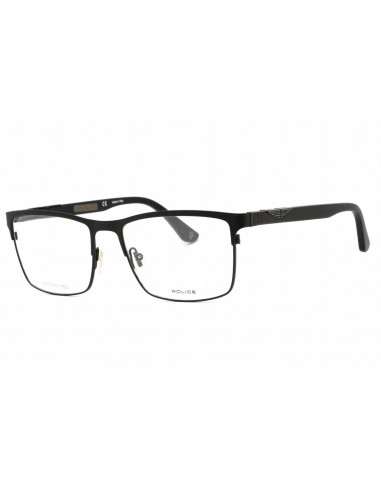 Police Men's Eyeglasses - Semi Matte Black Metal Rectangular Shape Frame | VPL885 0531 les muscles