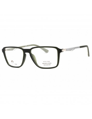 Police Men's Eyeglasses - Semi Matte Dark Green Full Rim Square Frame | VPLF05M 0B81 offre 