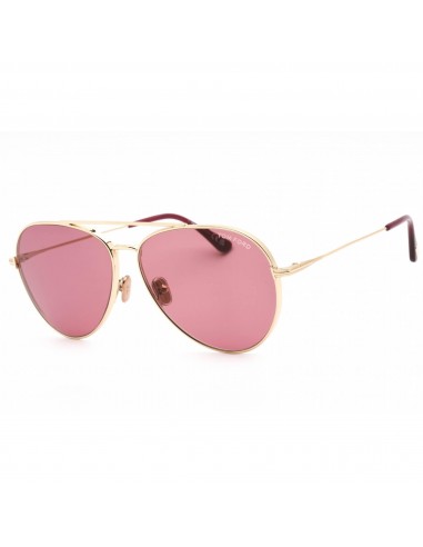 Tom Ford Unisex Sunglasses - Gold Metal Aviator Shape Frame Violet Lens | FT0996 32Y à prix réduit toute l'année