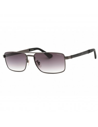 Police Men's Sunglasses - Matte Gunmetal Metal Rectangular Full Rim | SPLB43 08H5 shop