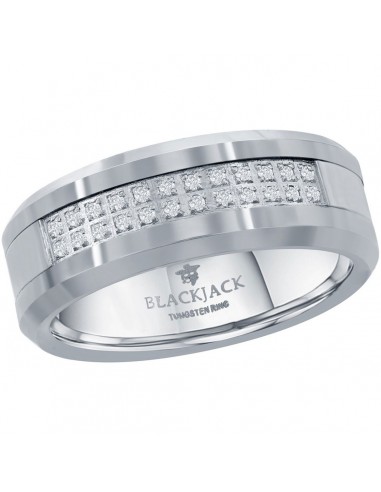 Blackjack Men's Double Row CZ Tungsten Ring - SW-2080 hantent personnes