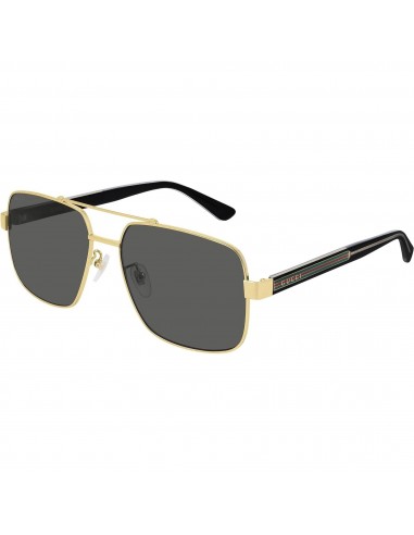 Gucci Men's Sunglasses - Gold Metal Aviator Full Rim Frame Grey Lens | GG0529S 001 Pour