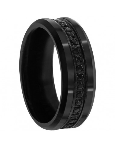 Blackjack Men's Black Rhodium CZ Tungsten Ring - SW-2082 Pour