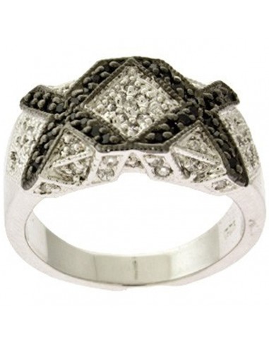 Classic Women's Silver Black and Clear CZ X Ring - W-8711 outlet