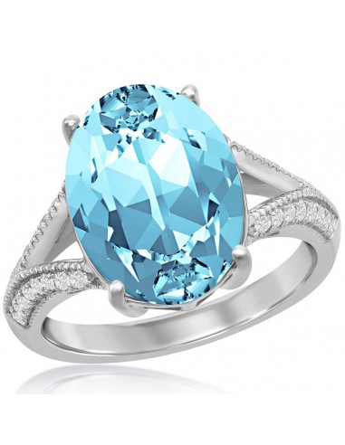 Bellissima Women's Aqua Stone Oval with CZ Ring - BLW-2419 la livraison gratuite