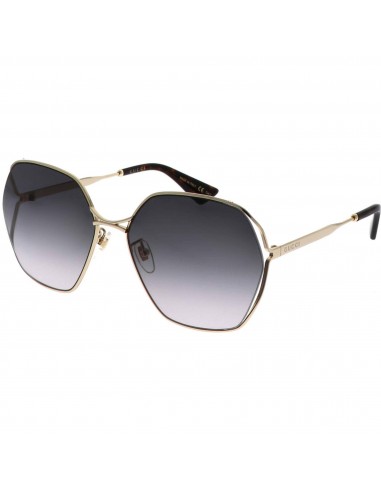 Gucci Women's Sunglasses - Gold Metal Geometric Shape Frame Grey Lens | GG0818SA 001 2023