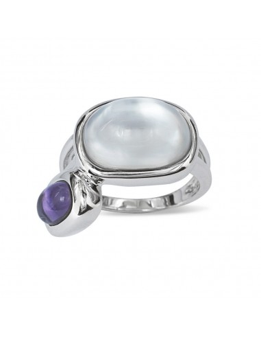 Sterling Silver Doublet MOP and Amethyst Ring - SMW-1468 Amélioration de cerveau avec