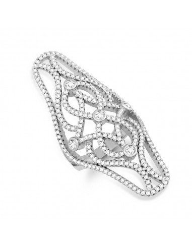 Sterling Silver Extra Long Fancy CZ Ring - W-1224 Paris Déstockage Promo