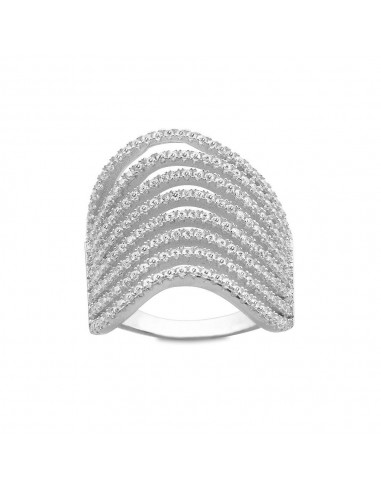 Sterling Silver Multi CZ Wavy Row Ring - W-1284 shop