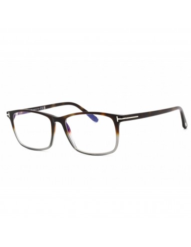 Tom Ford Men's Eyeglasses - Shiny Havana/Grey Rectangular Plastic Frame | FT5584-B 056 Paris Déstockage Promo