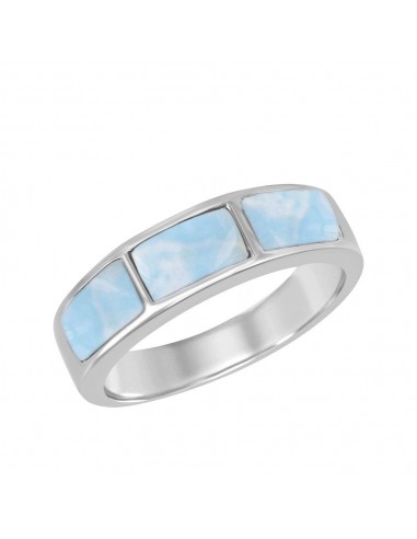 Sterling Silver Triple Larimar Ring - W-1784 paiement sécurisé