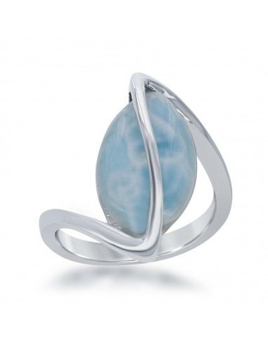 Sterling Silver Oval Larimar Twisted Ring - W-1785 Pour