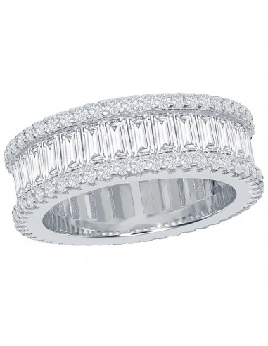 Classic Women's Baguette CZ and Pave Border Ring - W-1865 Véritable concentré