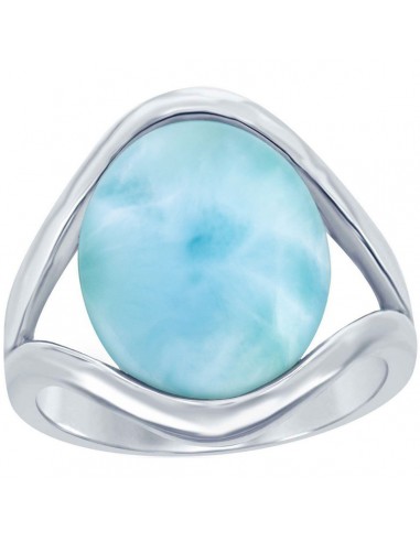 Caribbean Treasures Women's Oval Larimar Ring - W-1903 pas chere