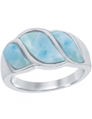 Caribbean Treasures Women's Larimar Wave Ring - W-2059 de pas cher