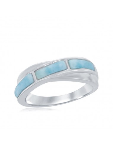 Sterling Silver Larimar Band Ring - W-2073 solde