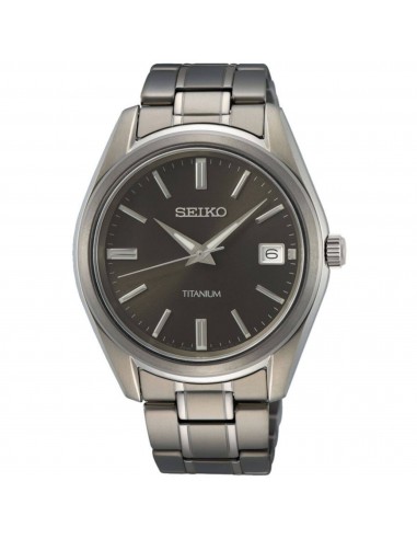 Seiko Men's Watch - Essentials Black Dial Grey Titanium Bracelet Quartz | SUR375P1 vous aussi creer 